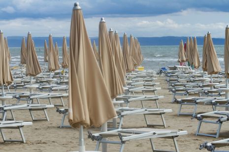 La spiaggia di Grado, Mare Adriatico, Italia